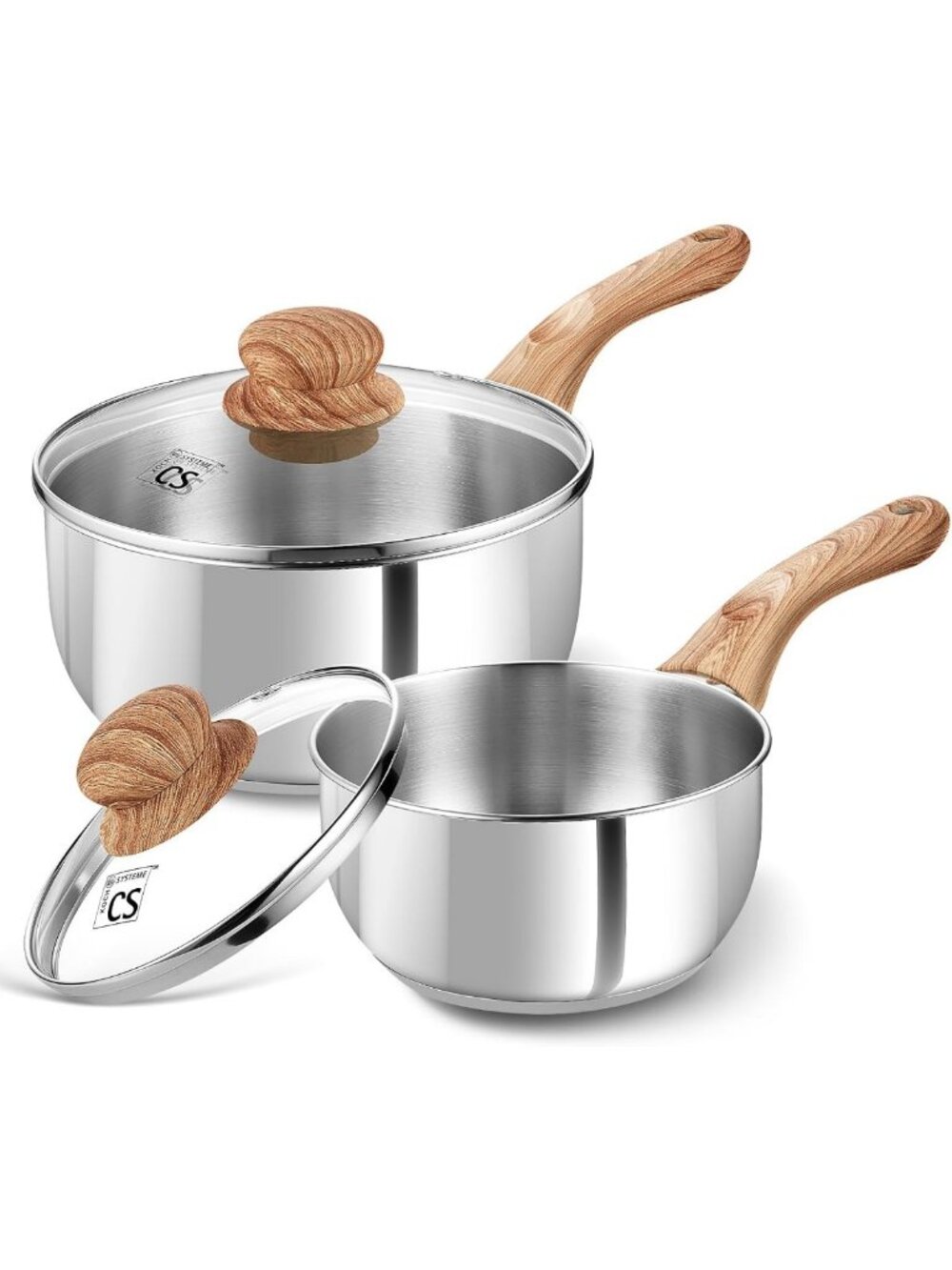 Stainless Steel 4-Piece Saucepan Set with Cool-Touch Handles, Induction Ready